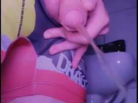 A twink swept off one's feet his piss substantiation peeing in rub-down the toilet asian gay sex videos outdoor