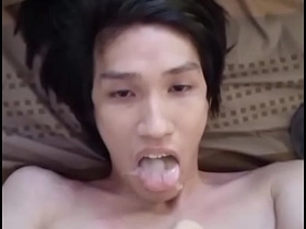 FagTeetajet Thai blithe Drinking my own cum, cumming in my face asian blithe real sex videos