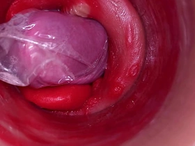 The camera inside the deep pussy records a huge ejaculation with a tangle condom asian unconcerned cum sex videos