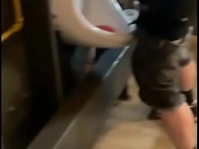 Bungling guy Fescennine in public urinal (he can't pee so he prefers to jerk off) asian gay sex videos com