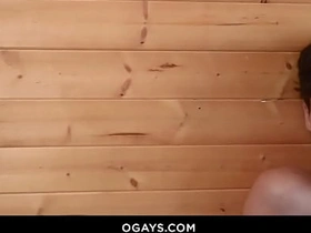 Max can't resist his step-dad's big surprise in the sauna! best asian gay boy copulation videos