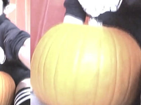 SFW Jon Arteen sexy twink emo femboy carves a Halloween pumpkin in his underwear Jack-o'-Lantern china gay sex videos asian gay site