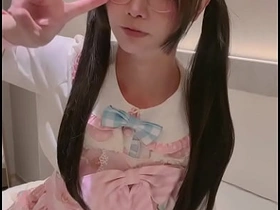 Cute big-dick femboy Fragrance jerks off in a pink dress and cums asian interracial gay sex videos