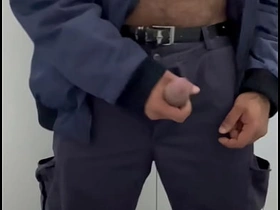 Attach guard ejaculated on his work uniform in a public restroom. merry sex videos xxx asian