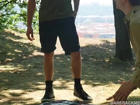 Currish Site Outdoor Bareback Triune Spit Roast asian gay casting couch sex videos