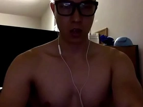 Horny Glasses Asian Cums down Bathroom gay asian new sex videos
