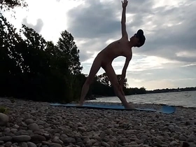 Slender nudist boy does yoga nude greater than a naturist beach. Undecorated yoga video by Jon Arteen gay porn model sex videos asian gay boy