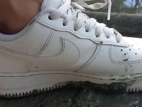 Jon Arteen plays in the mud with his new sneakers Nike Air Force One AF1 sockless. Boy root fetish gay porn video asian gay sex videos in outdoor
