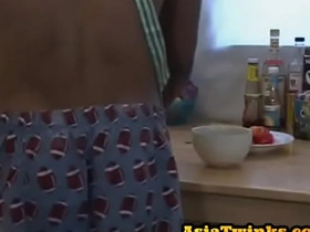 Facialized Asian twink assfucked in the kitchen by top beau asian star boy gay sex videos