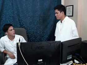 Asian medical uniform twinks bareback anal in a difficulty office asian toilet gay sex videos